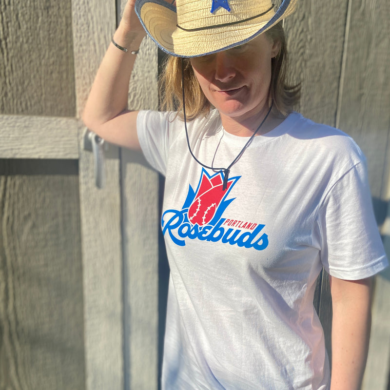 Portland Rosebuds White T-Shirt - Portland Pickles Baseball