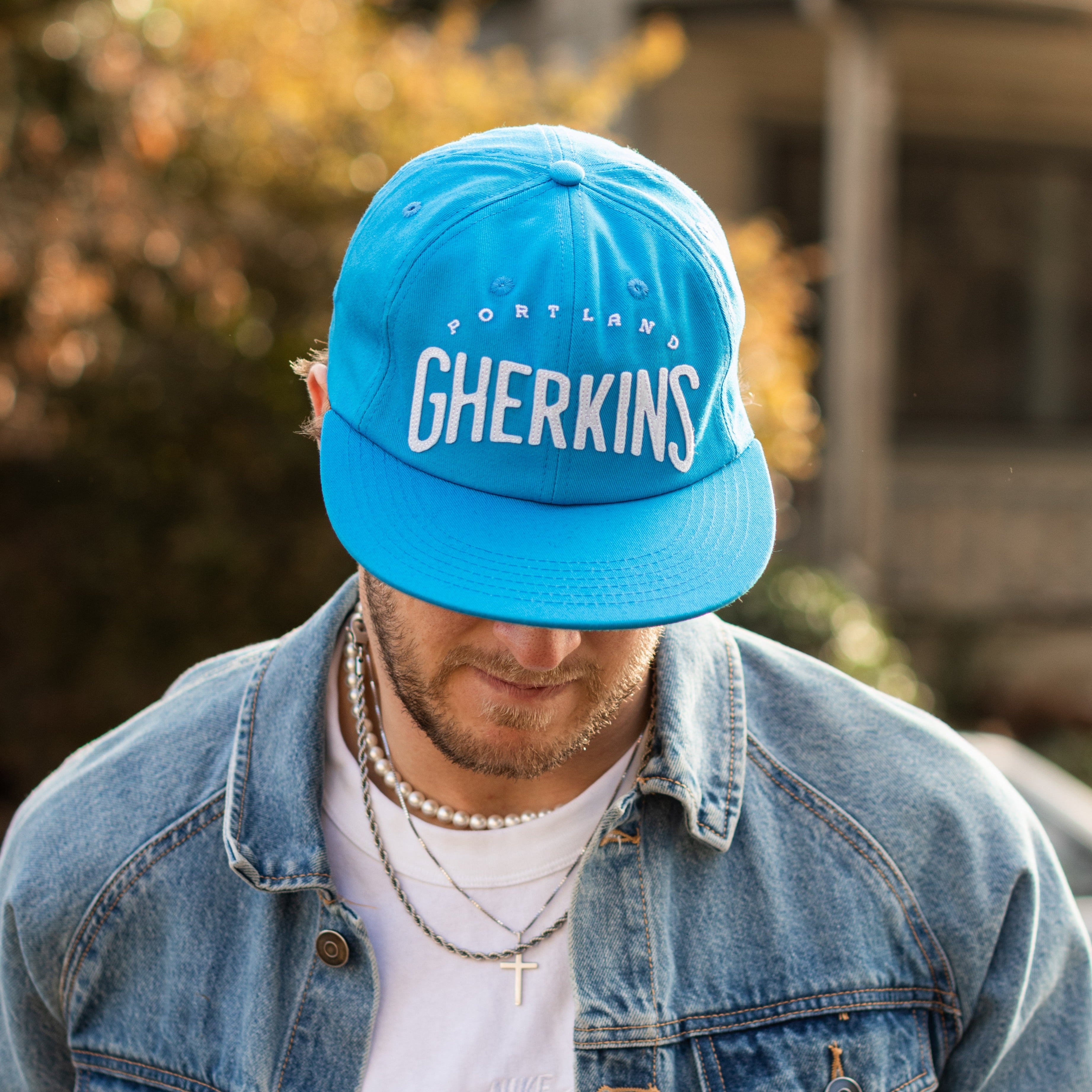 Official League Arched Gherkins Leather Strapback Hat – Portland