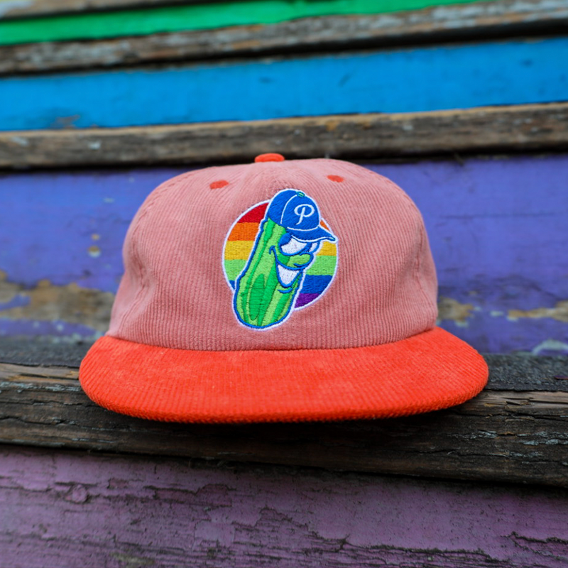 Official League Pickles Coral Pride Corduroy Hat - Portland Pickles Baseball