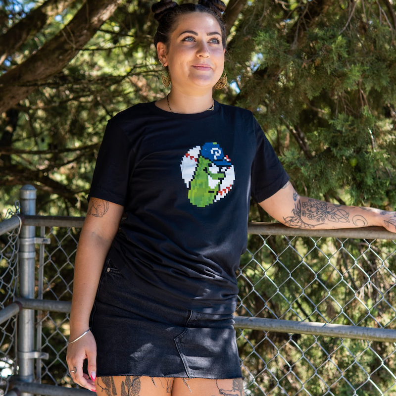 8-bit Black T-Shirt - Portland Pickles Baseball
