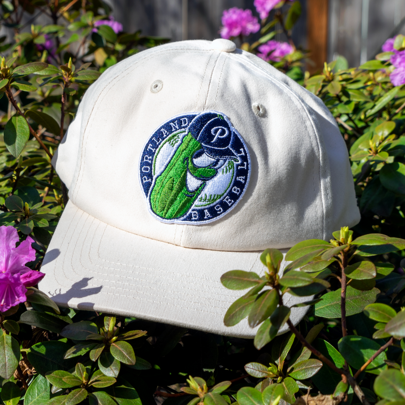 Official League Pickles Two Tone Badge Cream Dad Hat Portland