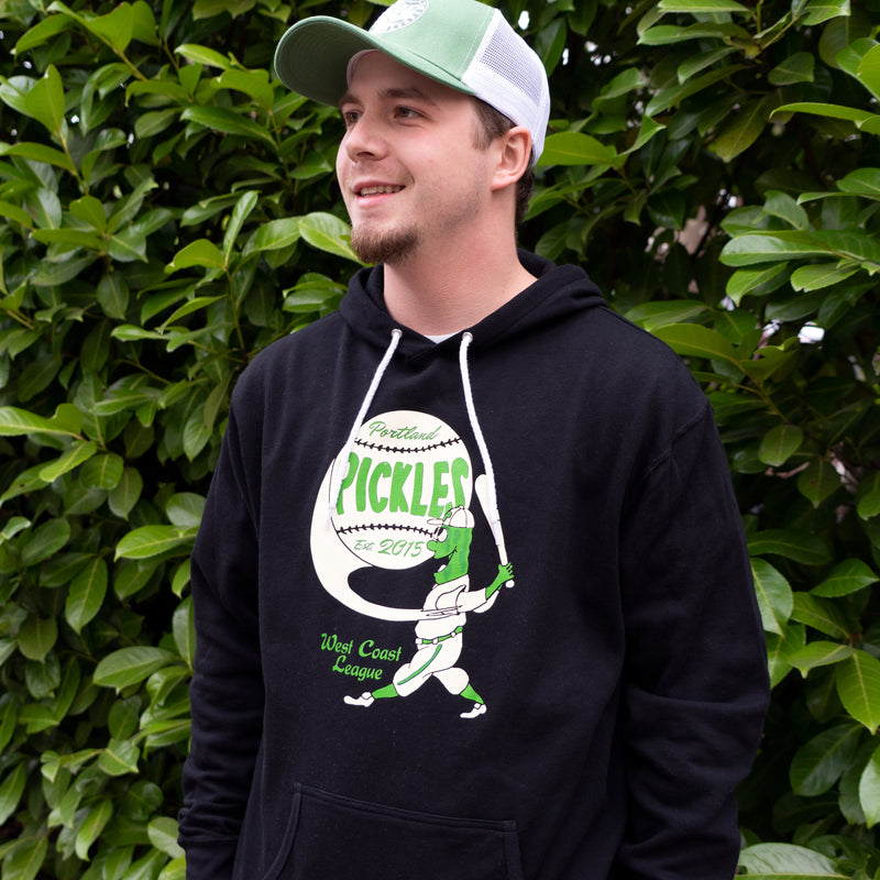 Vintage Dillon Black Pullover Hoodie - Portland Pickles Baseball