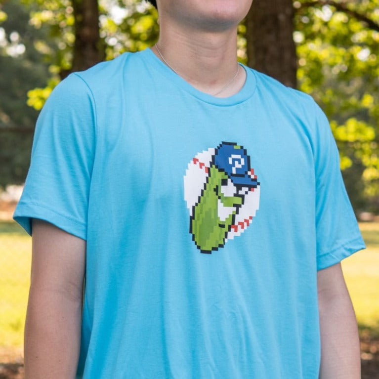 8-bit Blue T-Shirt - Portland Pickles Baseball