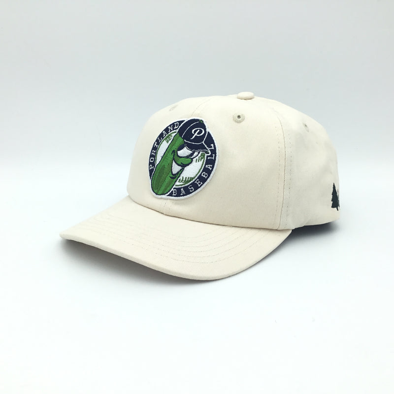 Official League Pickles Two Tone Badge Tan Dad Hat - Portland Pickles Baseball
